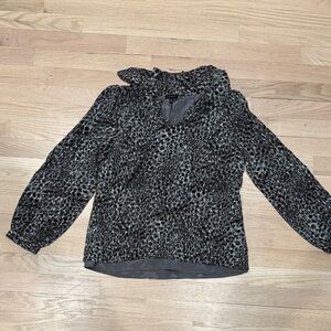 Talbots Black and Gray Animal Print Blouse